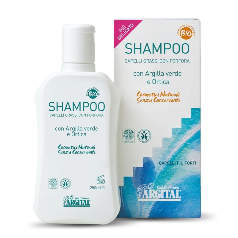 Shampoo Biologico e Naturale per Capelli Grassi o Forfora con Argilla Verde e Ortica  – Eco Bio – Argital