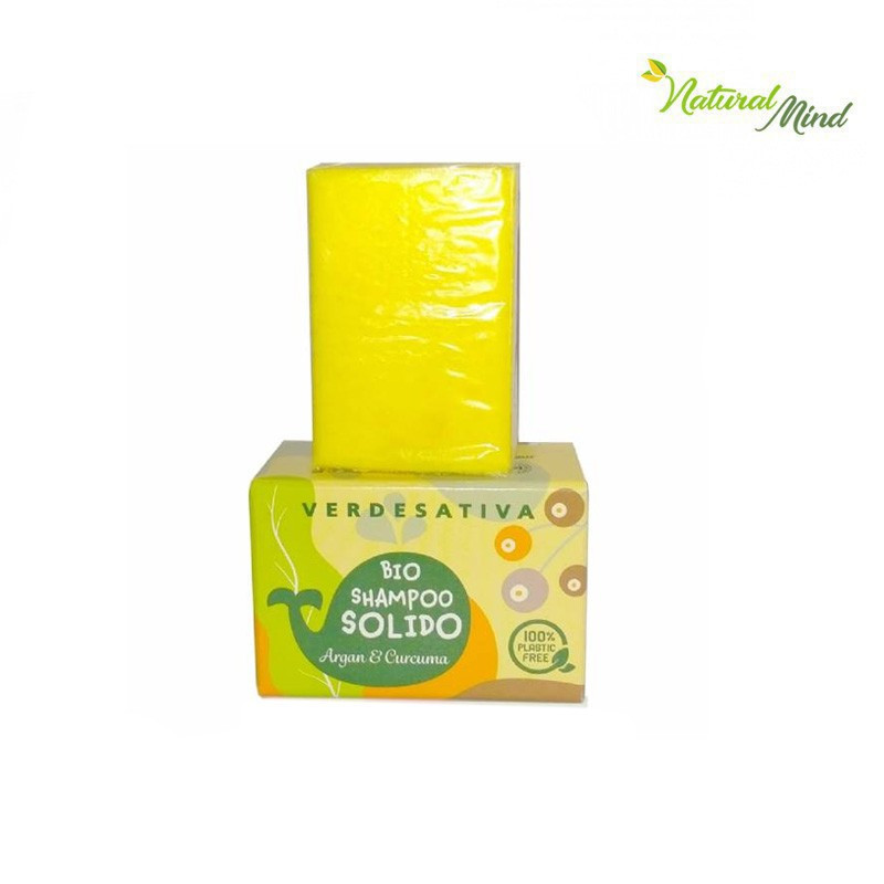 Bio Shampoo solido per capelli sfibrati e fragili biodegradabile con Olio di Argan e Curcuma Verdesativa – NATURALMIND –