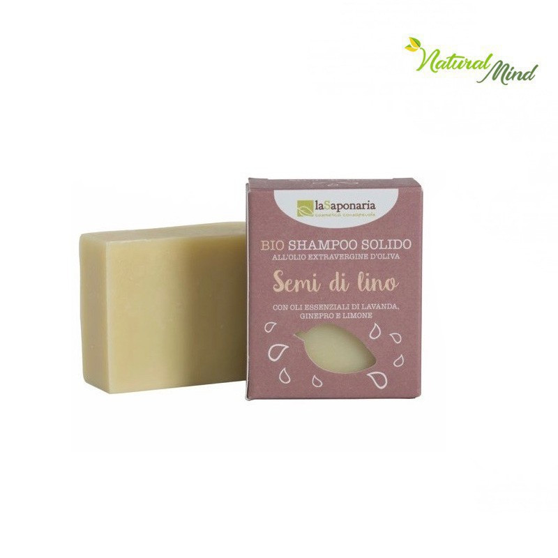 Shampoo solido ai semi di lino per capelli danneggiati La Saponaria – NATURALMIND –